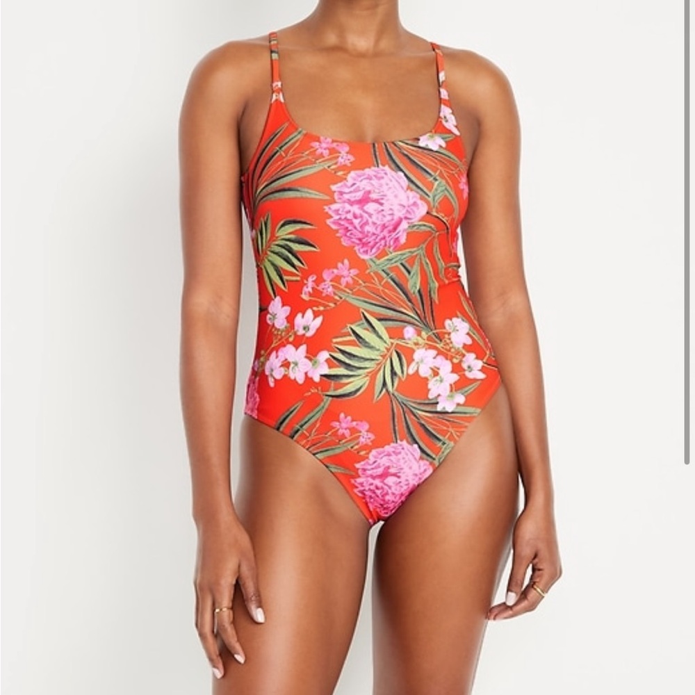 Like New!! Floral Red One-Piece Swimsuit